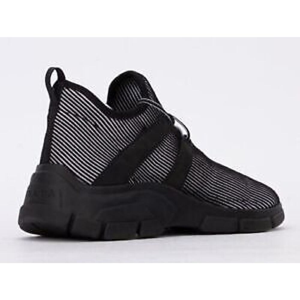 Prada Logo Knit Row Sock Black White Low Flat Trainer Sneaker Mens UK 8.5 US 9.5 - Picture 8 of 12